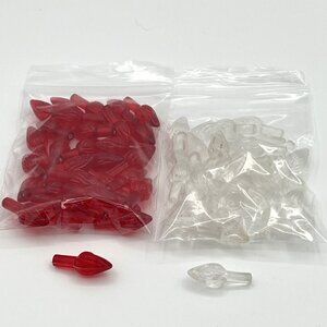 Vintage Large Ceramic Christmas‎ Tree Twist Bulbs 1" Red & Clear Lot of 60